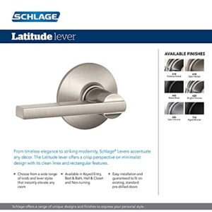 Schlage F51A LAT 619 Latitude Door Lever, Keyed Entry Lock, Satin Nickel