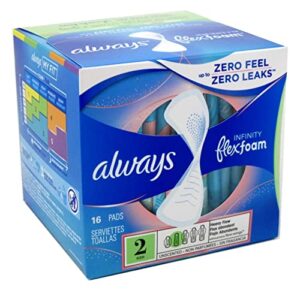 always pads size 2 infinity with flex foam 16 count heavy flow (2 pack)