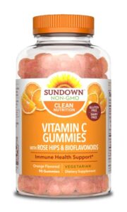 nature's bounty sundown vitamin c gummies with rosehips and citrus bioflavonoids, orange flavored, 90 count