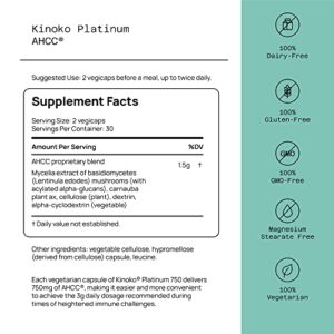 Quality of Life Premium Kinoko Platinum AHCC Herbal Supplement, 750mg of AHCC per Capsule, for Immune Support, Liver Function, Maintains Natural Killer Cell Activity, 1 Pack, 60 Veggie Capsules