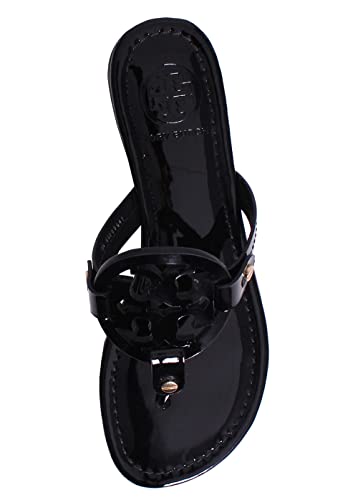 Tory Burch Women's Miller Patent Thong Sandal, Black, 9 Medium US