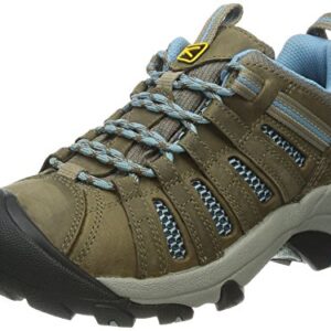 KEEN Women's Voyageur Low Height Breathable Hiking Shoes, Brindle/Alaskan Blue, 8 US