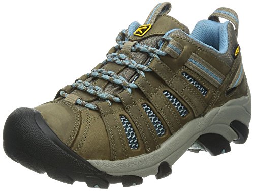 KEEN Women's Voyageur Low Height Breathable Hiking Shoes, Brindle/Alaskan Blue, 8 US