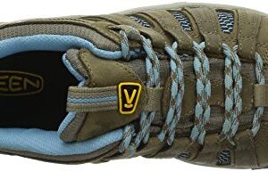 KEEN Women's Voyageur Low Height Breathable Hiking Shoes, Brindle/Alaskan Blue, 8 US