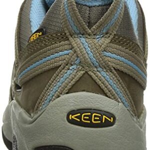 KEEN Women's Voyageur Low Height Breathable Hiking Shoes, Brindle/Alaskan Blue, 8 US