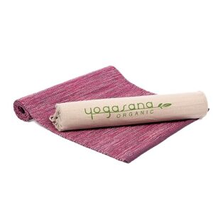 Yogasana Organic Cotton Yoga Mat Non Slip - Hand-Woven Foldable Yoga Rug Provides Excellent Comfort, Traction & Support-Travel Extra Thick Yoga Mats for Indoor & Outdoor Use - 24 x 72 Inches, Ether