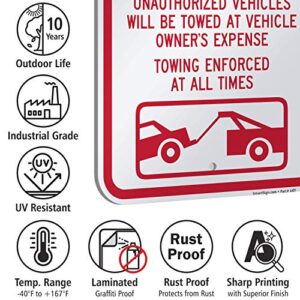 SmartSign "Warning - Permit Parking Only, Towing Enforced" Sign | 12" x 18" Aluminum