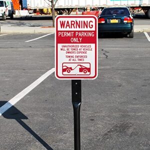 SmartSign "Warning - Permit Parking Only, Towing Enforced" Sign | 12" x 18" Aluminum