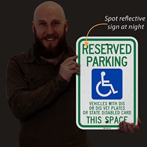 SmartSign "ADA Handicapped Reserved Parking" Sign | 12" x 18" 3M Engineer Grade Reflective Aluminum