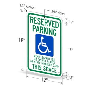 SmartSign "ADA Handicapped Reserved Parking" Sign | 12" x 18" 3M Engineer Grade Reflective Aluminum