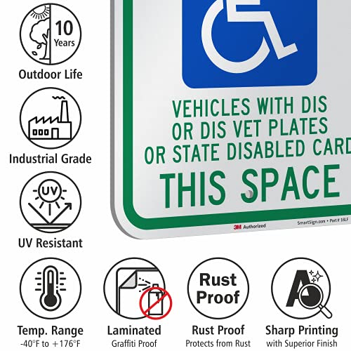 SmartSign "ADA Handicapped Reserved Parking" Sign | 12" x 18" 3M Engineer Grade Reflective Aluminum