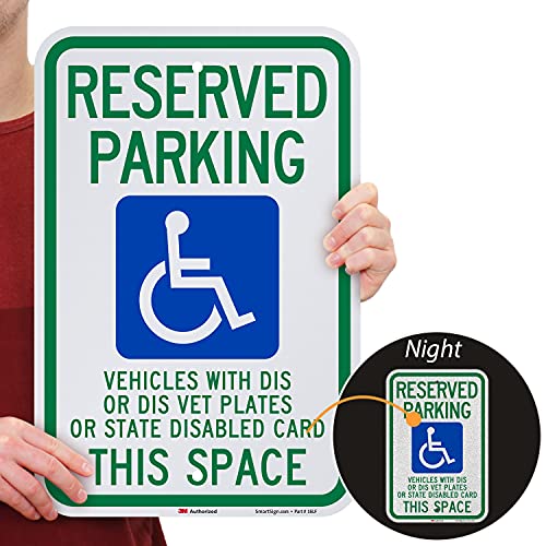 SmartSign "ADA Handicapped Reserved Parking" Sign | 12" x 18" 3M Engineer Grade Reflective Aluminum