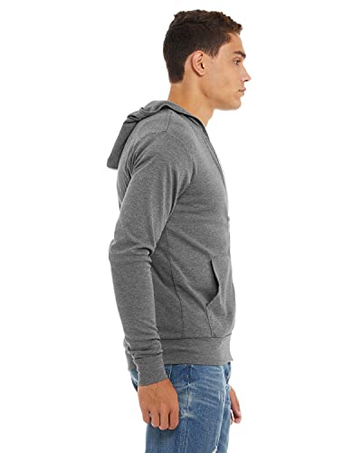 Bella + Canvas Unisex Triblend Full-Zip Lightweight Hoodie L GREY TRIBLEND