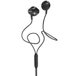 PHILIPS Wired Earbuds with Microphone - Ergonomic Comfort-Fit in Ear Headphones with Mic for Cell Phones, Earphones with Microphone with Bass Clear Sound - Black