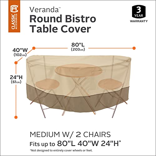 Classic Accessories Veranda Water-Resistant 40 Inch Bistro Round Patio Table & Chair Set Cover
