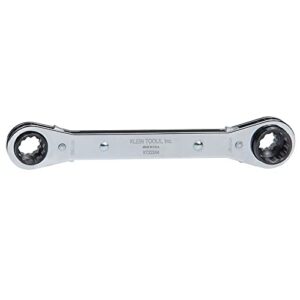 klein tools kt223x4 lineman's ratcheting 4-in-1 box wrench with 1/2-, 9/16-, 5/8-, and 3/4-inch sockets