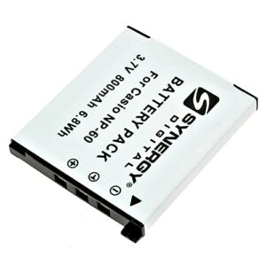 sdnp60 lithium-ion rechargeable battery - ultra high capacity (3.7v 800 mah) - replacement for casio np-60 battery for casio exilim ex-fs10, ex-s10, ex-s12, ex-z9, ex-z29, ex-z80, ex-z85, ex-z90