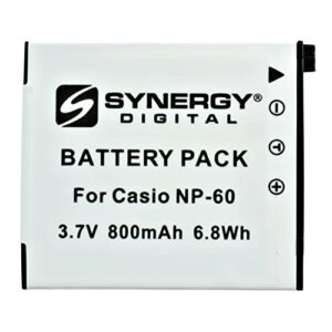 SDNP60 Lithium-Ion Rechargeable Battery - Ultra High Capacity (3.7V 800 mAh) - Replacement for Casio NP-60 Battery For Casio Exilim EX-FS10, EX-S10, EX-S12, EX-Z9, EX-Z29, EX-Z80, EX-Z85, EX-Z90