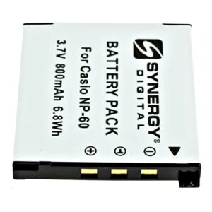 SDNP60 Lithium-Ion Rechargeable Battery - Ultra High Capacity (3.7V 800 mAh) - Replacement for Casio NP-60 Battery For Casio Exilim EX-FS10, EX-S10, EX-S12, EX-Z9, EX-Z29, EX-Z80, EX-Z85, EX-Z90