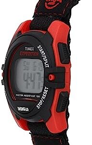 Timex Unisex T49956 Expedition Mid-Size Digital CAT Black/Red Fast Wrap Velcro Watch