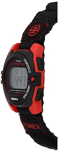 Timex Unisex T49956 Expedition Mid-Size Digital CAT Black/Red Fast Wrap Velcro Watch