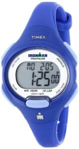timex women's t5k784 ironman essential 10 mid-size orient blue resin strap watch