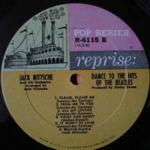 Jack Nitzsche and His Orchestra "Dance To The Hits of The Beatles" Original 1964 Reprise Records R-6115 Mono Vinyl Lp Ex