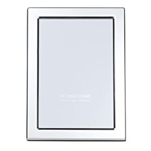 quality modern silver plated contemporary 4" x 6" single picture photo frame landscape or portrait for table - black velvet backing