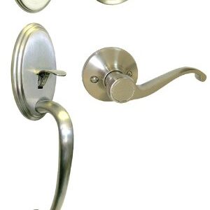 eBuilderDirect Satin Nickel Front Door Single Cylinder Handleset Handle Set with 835DC Lever