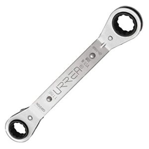 URREA Ratcheting Wrench - 1/2" x 9/16" Reversible Ratcheting Box-End Wrench with 15 Degree Offset & Nickel-Chrome Finish - 1183