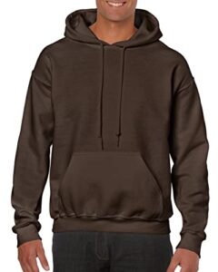 gildan men's heavy blend drawcord hooded sweatshirt - large - dark chocolate
