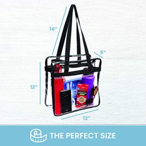 Bags for Less [Set of 2] Clear Bag Stadium Approved with Handles And Zipper - 12 inch x 12 inch x 6 inch