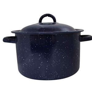 IMUSA USA 4-Quart Blue Speckled Enamel Stock Pot with Lid