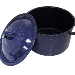 IMUSA USA 4-Quart Blue Speckled Enamel Stock Pot with Lid