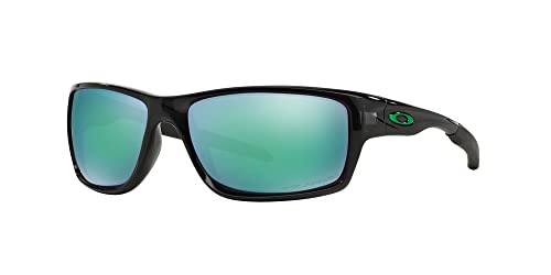 Oakley Men's OO9225 Rectangular Sunglasses, Black Ink/Jade Iridium Polarized, 60mm