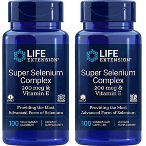 life extension super selenium complex 200 mcg & vitamin e, 2 pack (2x100 vegetarian capsules)