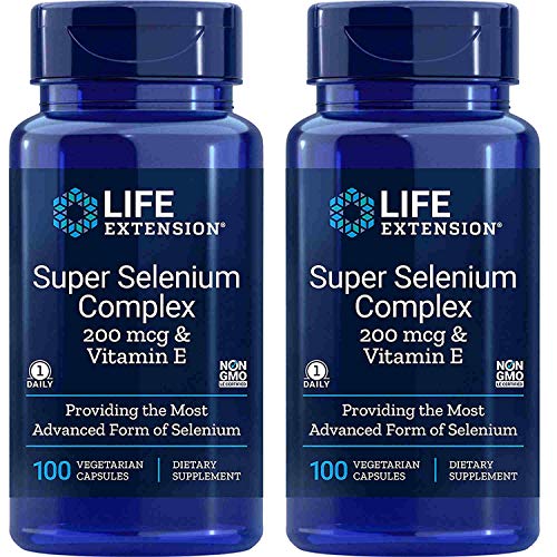 Life Extension Super Selenium Complex 200 mcg & Vitamin E, 2 Pack (2x100 Vegetarian Capsules)