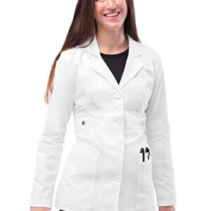 Adar Universal Stretch Lab Coat for Women - 28" Tab-Waist Lab Coat - 3300 - White - S