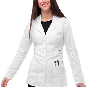 Adar Universal Stretch Lab Coat for Women - 28" Tab-Waist Lab Coat - 3300 - White - S