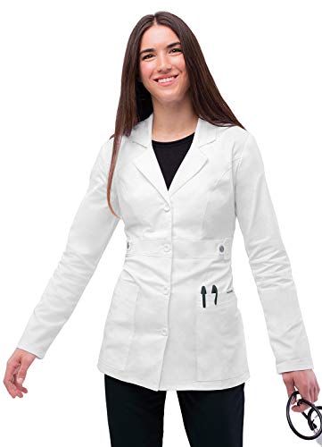 Adar Universal Stretch Lab Coat for Women - 28" Tab-Waist Lab Coat - 3300 - White - S