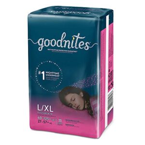 goodnites, girls bedwetting underwear, l/xl, 11 ct