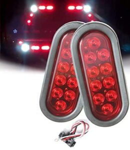 autosmart 2pcs red oval sealed led turn signal and parking light kit with light, grommet and plug for truck, trailer (turn, stop, and tail light)