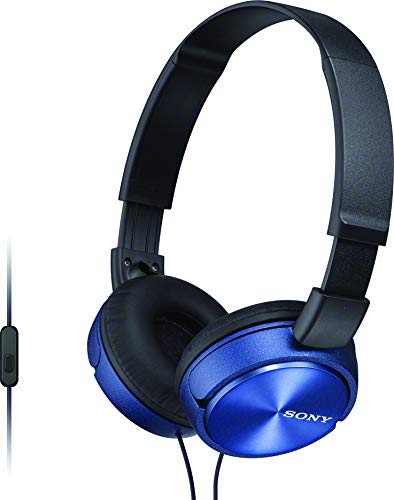 Sony MDR-ZX310AP ZX Series Wired On Ear Headphones with mic, Blue, 1 x 1 x 1 inche