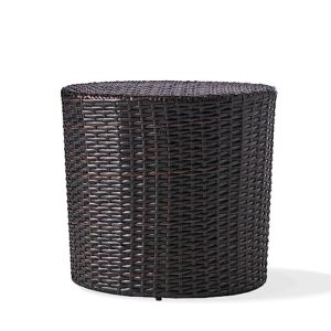christopher knight home keaton wicker barrel side table, multibrown 16.75 inches high x 17.5 inches wide 17.5 inches deep