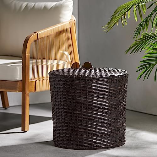 Christopher Knight Home Keaton Wicker Barrel Side Table, Multibrown 16.75 inches high x 17.5 inches wide 17.5 inches deep