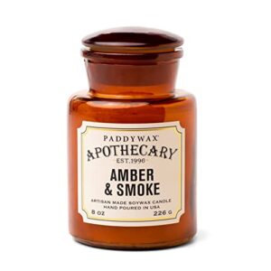 paddywax apothecary artisan hand-poured scented candle, 8-ounce, amber & smoke