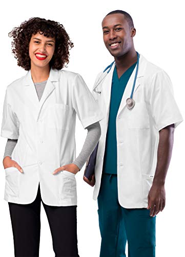 Adar Universal Unisex Lab Coats - Short Sleeve 31" Consultation Lab Coat - 2816 - White - L