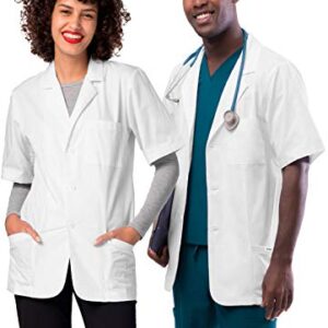 Adar Universal Unisex Lab Coats - Short Sleeve 31" Consultation Lab Coat - 2816 - White - M