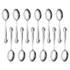 new star foodservice 58727 rose pattern, 18/0 stainless steel, teaspoon, 6.2-inch, set of 12