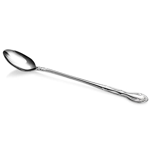 New Star Foodservice 58765 Stainless Steel Rose Pattern Iced Teaspoon 7.7-Inch Set of 12